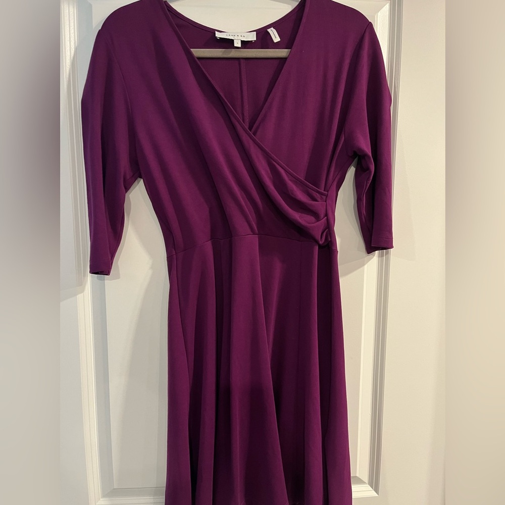 Lark & Ro Deep Purple Long Sleeve Dress